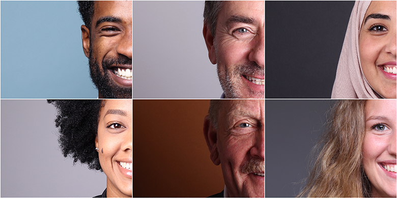 Büro für Intergration Büro für Intergration - sechs Portraits von verschiedenen Personen - halbe Ansicht der Gesichter © Djomas, stock.adobe.com