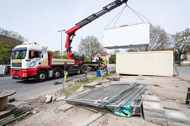 04.05.2023: Abbau der Baucontainer auf der Westseite