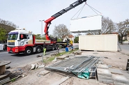 04.05.2023: Abbau der Baucontainer auf der Westseite