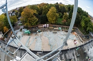 22.10.2020: Blick vom Gerüst auf Dach und Terrasse