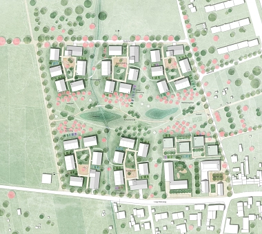 Ausschnitt des Lageplans zum Modellquartier Lange Rekesweg - Entwurf der Büros studiopenta Fuhrich Knüppe, fehlig moshfeghi Bruns
