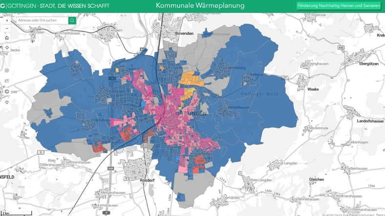 Karte Kommunale Wärmeplanung Karte Kommunale Wärmeplanung © Stadt Göttingen