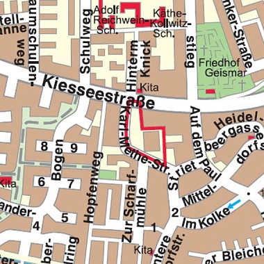 Lageplan zum Nahversorgungszentrum Kiesseestraße&nbsp;&copy;&nbsp;Stadt Göttingen
