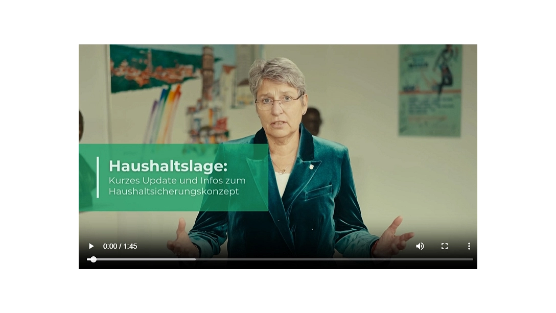 Screenshot des Videos der Oberbürgermeisterin zum Haushaltssicherungskonzept.&nbsp;&copy;&nbsp;Stadt Göttingen