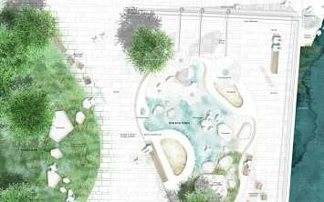 Visualisierung des Waageplatzes (Wasserspielplatz) von Querfeldeins Landschaft | Städtebau | Architektur