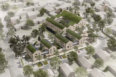 Visualisierung zum Nahversorgungszentrum Kiesseestraße von pape + pape